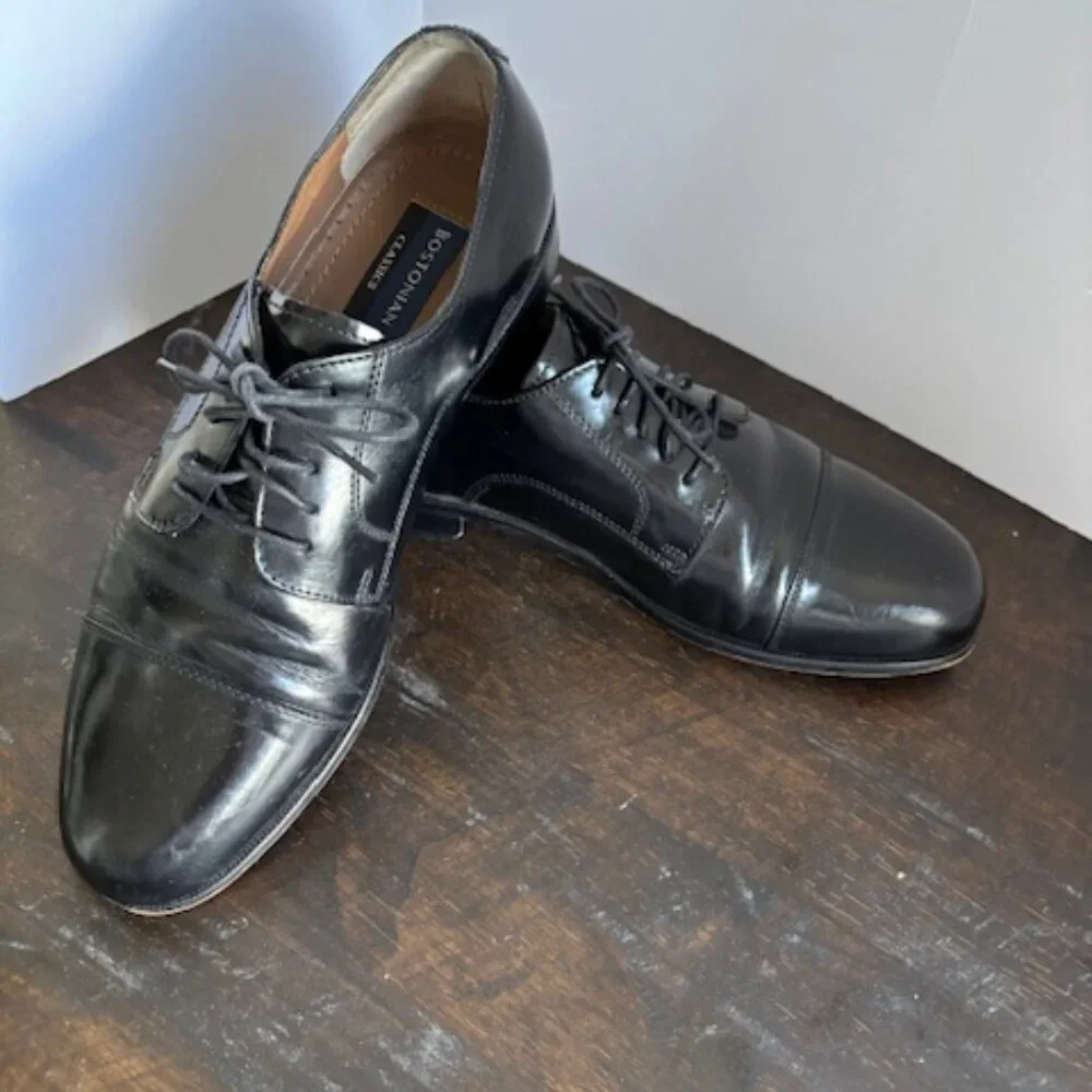 Bostonian Mens Black Leather Tie Oxford Dress Shoes 10.5M